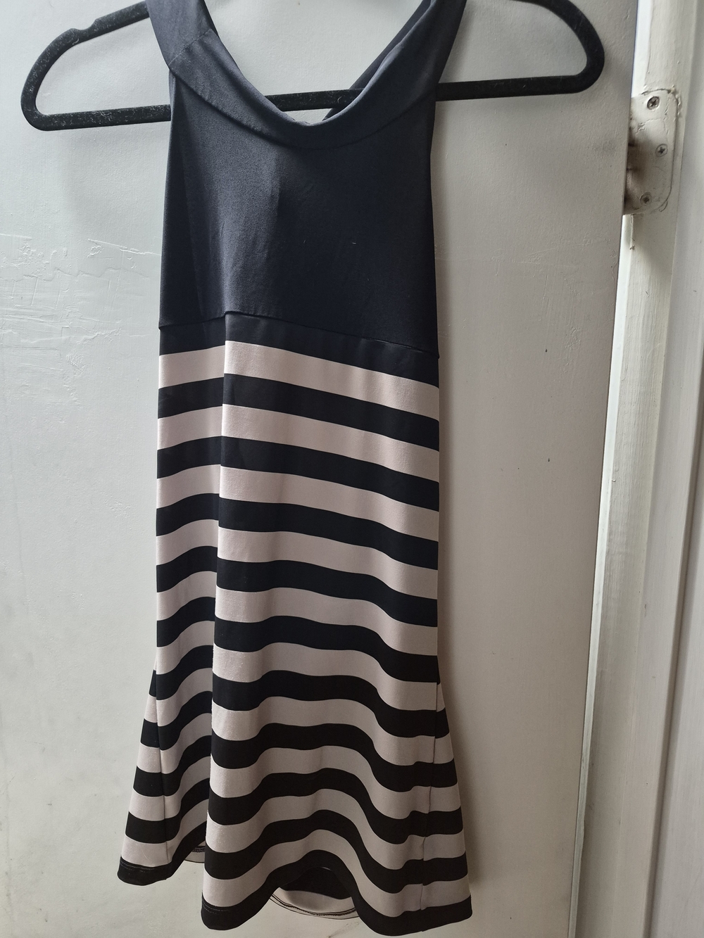 Black and Cream Striped Sleeveless Shirt